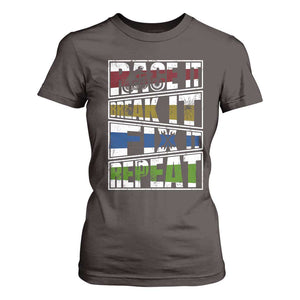 Racing T Shirt For Women Race It Break It Fix It Repeat Racer TS09 Dark Chocolate Print Your Wear