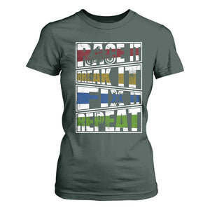 Racing T Shirt For Women Race It Break It Fix It Repeat Racer TS09 Dark Forest Green Print Your Wear