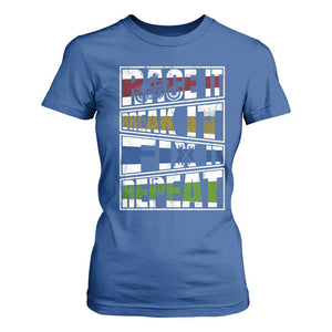 Racing T Shirt For Women Race It Break It Fix It Repeat Racer TS09 Royal Blue Print Your Wear