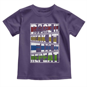 Racing Toddler T Shirt Race It Break It Fix It Repeat Racer TS09 Purple Print Your Wear