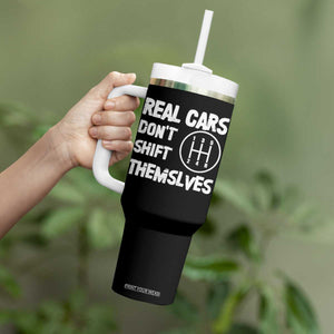 Racing Car Tumbler With Handle Real Cars Don't Shift Themselves TS09 Print Your Wear