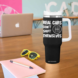 Racing Car Tumbler With Handle Real Cars Don't Shift Themselves TS09 Print Your Wear