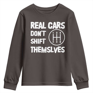 Racing Car Youth Sweatshirt Real Cars Don't Shift Themselves TS09 Dark Chocolate Print Your Wear