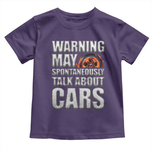 Car Lover Toddler T Shirt Warning May Spontaneously Talk About Cars TS09 Purple Print Your Wear