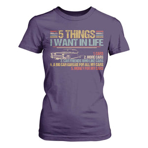 Car Lover T Shirt For Women 5 Things I Want In Life Cars More Cars TS09 Purple Print Your Wear