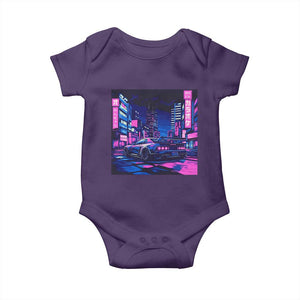 Tokyo Night Drive Baby Onesie Retro Futuristic JDM Street Racing Aesthetic TS09 Purple Print Your Wear