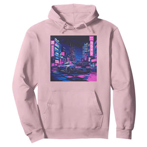 Tokyo Night Drive Hoodie Retro Futuristic JDM Street Racing Aesthetic TS09 Light Pink Print Your Wear