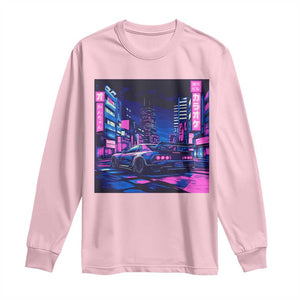Tokyo Night Drive Long Sleeve Shirt Retro Futuristic JDM Street Racing Aesthetic TS09 Light Pink Print Your Wear