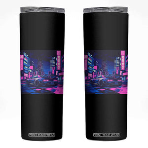 Tokyo Night Drive Skinny Tumbler Retro Futuristic JDM Street Racing Aesthetic TS09 Black Print Your Wear