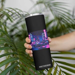 Tokyo Night Drive Skinny Tumbler Retro Futuristic JDM Street Racing Aesthetic TS09 Print Your Wear