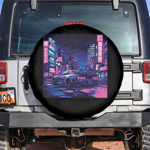 Tokyo Night Drive Spare Tire Cover Retro Futuristic JDM Street Racing Aesthetic TS09 No hole Black Print Your Wear
