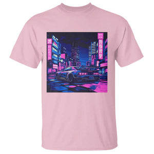 Tokyo Night Drive T Shirt Retro Futuristic JDM Street Racing Aesthetic TS09 Light Pink Print Your Wear