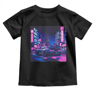 Tokyo Night Drive Toddler T Shirt Retro Futuristic JDM Street Racing Aesthetic TS09 Black Print Your Wear