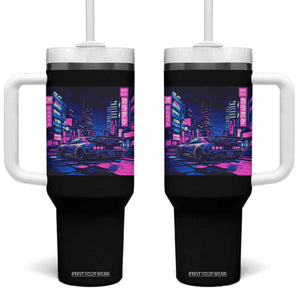 Tokyo Night Drive Tumbler With Handle Retro Futuristic JDM Street Racing Aesthetic TS09 One Size: 40 oz Black Print Your Wear