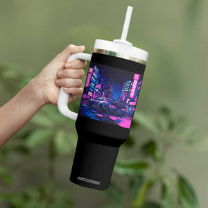 Tokyo Night Drive Tumbler With Handle Retro Futuristic JDM Street Racing Aesthetic TS09 Print Your Wear