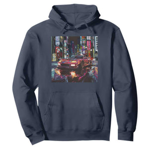 Tokyo Night Racer Hoodie JDM Street Racing Neon Aesthetic TS09 Navy Print Your Wear
