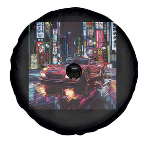 Tokyo Night Racer Spare Tire Cover JDM Street Racing Neon Aesthetic TS09 Print Your Wear