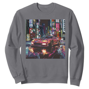 Tokyo Night Racer Sweatshirt JDM Street Racing Neon Aesthetic TS09 Charcoal Print Your Wear