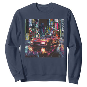 Tokyo Night Racer Sweatshirt JDM Street Racing Neon Aesthetic TS09 Navy Print Your Wear