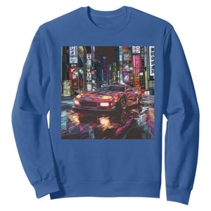 Tokyo Night Racer Sweatshirt JDM Street Racing Neon Aesthetic TS09 Royal Blue Print Your Wear