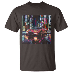 Tokyo Night Racer T Shirt JDM Street Racing Neon Aesthetic TS09 Dark Chocolate Print Your Wear