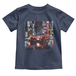 Tokyo Night Racer Toddler T Shirt JDM Street Racing Neon Aesthetic TS09 Navy Print Your Wear