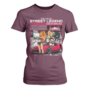 Street Legend JDM Anime T Shirt For Women TS09 Maroon Print Your Wear