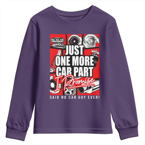 Car Lover Youth Sweatshirt Just One More Car Part I Promise TS09 Purple Print Your Wear