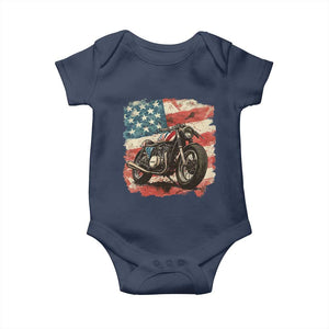 Motorcycle USA Flag Retro Biker Baby Onesie TS09 Navy Print Your Wear