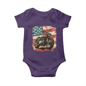 Motorcycle USA Flag Retro Biker Baby Onesie TS09 Purple Print Your Wear