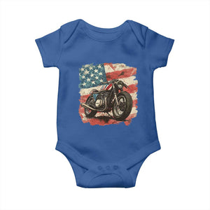 Motorcycle USA Flag Retro Biker Baby Onesie TS09 Royal Blue Print Your Wear