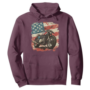 Motorcycle USA Flag Retro Biker Hoodie TS09 Maroon Print Your Wear
