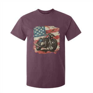 Motorcycle USA Flag Retro Biker T Shirt For Kid TS09 Maroon Print Your Wear