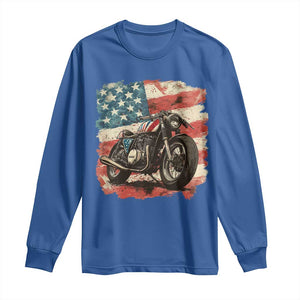 Motorcycle USA Flag Retro Biker Long Sleeve Shirt TS09 Royal Blue Print Your Wear