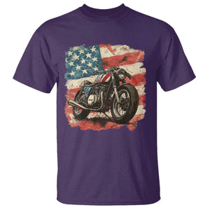 Motorcycle USA Flag Retro Biker T Shirt TS09 Purple Print Your Wear