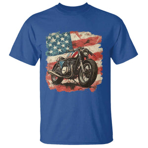 Motorcycle USA Flag Retro Biker T Shirt TS09 Royal Blue Print Your Wear