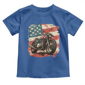 Motorcycle USA Flag Retro Biker Toddler T Shirt TS09 Royal Blue Print Your Wear