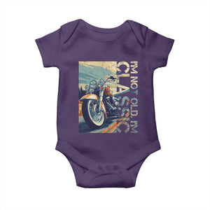 Funny Biker Baby Onesie I'm Not Old I'm Classic Motorcycle Rider TS09 Purple Print Your Wear