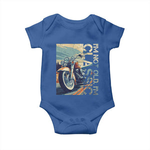 Funny Biker Baby Onesie I'm Not Old I'm Classic Motorcycle Rider TS09 Royal Blue Print Your Wear