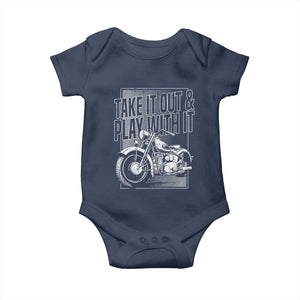 Motorcycle Rider Baby Onesie Take It Out And Play With It TS09 Navy Print Your Wear