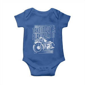 Motorcycle Rider Baby Onesie Take It Out And Play With It TS09 Royal Blue Print Your Wear