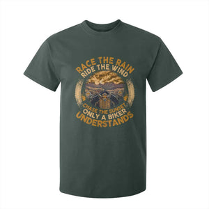 Motorcycle Rider T Shirt For Kid Race The Rain Ride The Wind Chase The Sunset TS09 Dark Forest Green Print Your Wear