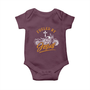 Motorcycle Rider Fueled By Jesus Baby Onesie TS09 Maroon Print Your Wear
