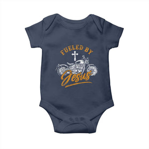 Motorcycle Rider Fueled By Jesus Baby Onesie TS09 Navy Print Your Wear