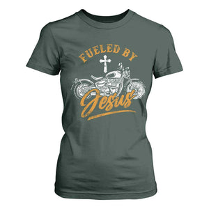 Motorcycle Rider Fueled By Jesus T Shirt For Women TS09 Dark Forest Green Print Your Wear