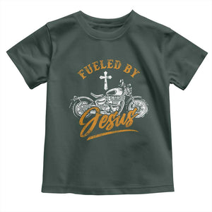 Motorcycle Rider Fueled By Jesus Toddler T Shirt TS09 Dark Forest Green Print Your Wear