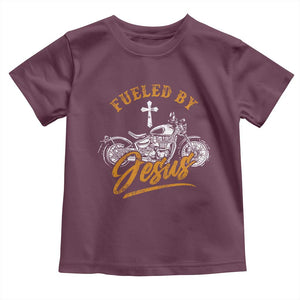 Motorcycle Rider Fueled By Jesus Toddler T Shirt TS09 Maroon Print Your Wear