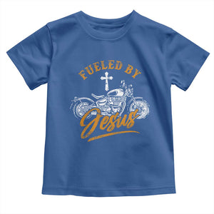 Motorcycle Rider Fueled By Jesus Toddler T Shirt TS09 Royal Blue Print Your Wear
