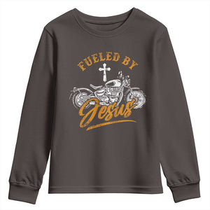 Motorcycle Rider Fueled By Jesus Youth Sweatshirt TS09 Dark Chocolate Print Your Wear