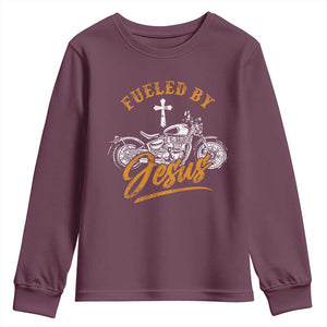 Motorcycle Rider Fueled By Jesus Youth Sweatshirt TS09 Maroon Print Your Wear
